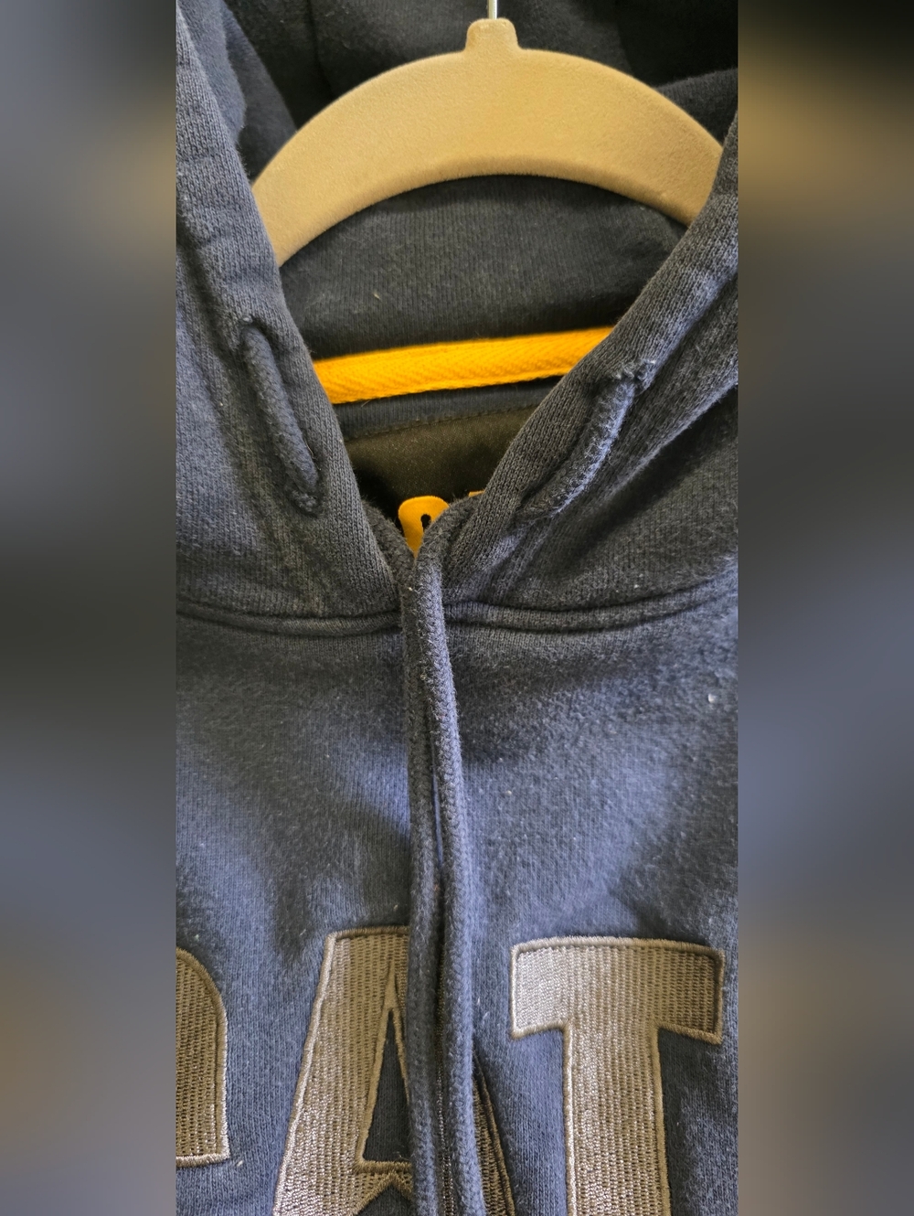 CAT Caterpillar Hoodie Navy Logo Pullover Sweatshirt Workwear Heavyweight Mens M - Picture 6 of 13